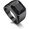 Bandmax Anello Uomo Donna in Acciaio Inossidabile, Anello Nero Uomo con Pietra Onice Nero, Anello Misura 22.25 Circonferenza 62.1mm, Confezione Regalo