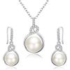 Clearine 925 Argento CZ Peral d'acqua dolce Set di orecchini a gancio per collana nuziale a doppia torsione, Valentine's day/Birthday/Christmas/Mother's Day Jewellery Gift for Mom/Wife/Women