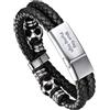 Bandmax Bracciale Uomo Pelle Cuoio Intrecciata con Chiusura Magnetica in Acciaio Inossidabile, Argento/Oro/Nero Braccialetto Uomo Personalizzato con Bussola Vichingo, Idee Regalo Uomo Papà Ragazzo