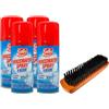 FEI FAN SET: 4x Smacchiatore Spray a Secco, Elimina Le Macchie Di Olio e Grasso Da Abiti, Tappezzeria, Tessuti, Etc.. 100ml + Spazzola In Legno Con Setole Morbide