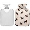 xigua Cute Dogs Bassotti Borracce di acqua calda con copertura morbida, sollievo dal dolore Borsa dell'acqua calda 2 L per piedi delle mani Sacchi di acqua calda dormire comodamente
