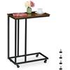 Relaxdays Tavolino da Divano a Forma di C, HLP: 79x60x30 cm, Tavolo Laterale da Salotto e Letto, Ferro e PB, Industrial