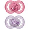 MAM Ciuccio a partire da 16 mesi, con tettarella simmetrica, piatta e flessibile in silicone skin soft silicone facile accettazione, con scatola autosterilizzante, originale, rosa opaco, confezione da