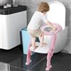 VIIROUD Sedile WC per bambini pieghevole e regolabile, sedile WC scala gradini con gradini larghi e antiscivolo, sedile da WC imbottito comodo-polvere + bianco