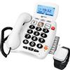 Geemarc, Telefono Senior 40 dB con Braccialetto SOS e Rilevamento Cadute, Bianco