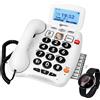 Geemarc, Telefono Fisso Senior 40dB con Tasti Grandi e Telecomando SOS, Bianco