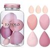 VAVOLO Set di 7 spugnette per trucco, serie rosa, multicolore, per fondotinta, miscelazione, bellezza, impeccabili, per creme e polveri liquide (A-rosa)