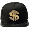 Yonghao Pavilion Cappello da uomo hip-hop piatto a tesa alta, cappello con simbolo del dollaro, cappello da baseball hip-hop con tesa in ecopelle