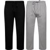 Sock Stack Pantaloni da pigiama da uomo in jersey, 100% cotone, confezione da 2, nero/grigio., L