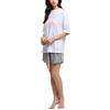 POMPEA Pigiama Donna Helen in Cotone, Pigiama Corto T-Shirt con Stampa e Coluisse sul Fianco e Pantaloncino a Fantasia (Tg. M - Bianco)