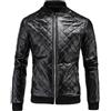 Anyu Uomo Giacca Trapuntata Giubbotto Bomber in Ecopelle PU Nero S