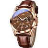 OLEVS Orologi in pelle da uomo, con quadrante grande, impermeabile, classico, casual, rotondo, con data, luminoso, facile da leggere, quadrante blu/nero/bianco