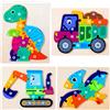 HUADADA Puzzle in legno per 1 2 3 4 anni Bambini Dinosauro Jigsaw Animali Numero Forma Puzzle Regali per Bambini Bambino Ragazzo Ragazze Imparare Giocattoli Educativi (confezione da 4)