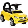 HOMCOM Macchinina per Bambini Cavalcabile con Volante, Fari e Musiche Integrate, Macchina per Bambini in PP e Metallo, 63.5x28x36 cm, Giallo