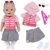 WanderGo Vestiti per bambole 35-43 cm, 5 pezzi abiti per bambole con giacca, t-shirt, pantaloni, scarpe e grucce, accessori per vestiti per bambole bambino ragazzi ragazze regali