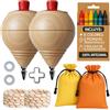 ALEJANDRO FUENTES AF® - Trottola legno, Set: 2 Trottole per Bambini + 6 Cere Colorate | Personalizza la tua trottola tradizionale con Punta Penna Biro | Ideale come Regalo Fine Anno Scolastico