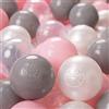 KiddyMoon Palline Morbide Colorate Per Piscina Bambini Fatto In UE, 500 ∅ 6CM, Perla/Grigio/Trasparente/Rosa Chiaro