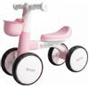Baroni Toys Bici Senza Pedali Rosa a 4 Ruote per Bambini dai 3 Anni, Primi Passi con Luci e Suoni, Cestino Portaoggetti, Balanced Bike, Ideale per Sviluppo Motorio e Coordinazione, 55x22x42cm