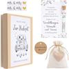 WANDIC Geldgeschenk zur Hochzeit, Elegante Geschenktüte im Hochzeitsauto-Design für Brautpaare mit Holzkästchen, 2 Flaschen, 2 Karten & Leinensäckchen, Hochzeitsgeschenk
