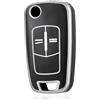 OFF WE GO Custodia Chiave Cover Chiave Guscio Chiavi per Opel Vauxhall Astra Antara Corsa Zafira Vectra Tigra B Coprichiave Macchina TPU Copri Chiavi Telecomando Auto Portachiavi, Argento Nero