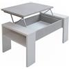 Arreditaly Tavolino Da Salotto Trasformabile Con Piano Sollevabile E Vano Contenitore Tavolo Moderno Per Living Soggiorno Smart Working 98 x 50 x 43 Cm (Bianco e Grigio Cemento)