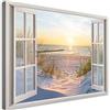 Feeby Quadro Stampa Moderna Vista dalla Finestra Mare del Nord Mar Baltico Paesaggio 90x60 cm 1 Parti Stampa Moderna Decorazione murale Immagini Moderni Soggiorno Spiaggia Mare Sabbia Arancione