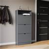 Vida Designs Scarpiera a 3 cassetti con ripiano, grigio