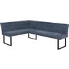 Mendler Panca angolare HWC-O81, sala da pranzo, stoffa ciniglia/tessuto Öko-Tex (310 g/m²) metallo 159 x 210 cm - blu