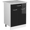 Vicco Mobiletto base per cucina R-Line, Nero lucido, 60 cm
