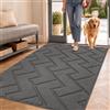 Biscpro Zerbini per Ingresso Interno,90x150cm Tappetino Antiscivolo Lavabile in Lavatrice,Zerbino d'Ingresso Polipropilene Assorbenti per Interno,Ingresso,Esterno,Corridoio,Balcone-Grigio