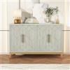 HOLTICO Credenza Moderna con 4 Ante, Ripiani Regolabili, Dettagli e Gambe Dorate, Struttura Resistente, Mobile Salvaspazio per Soggiorno, Cucina, Corridoio e Bagno, Verde