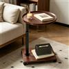 Piashow Tavolino girevole a 360°, tavolino con ruote, altezza regolabile 45 - 80 cm, forma a C, tavolino rotondo piccolo per divano, letto e ufficio, colore noce