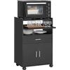 SoBuy Mobiletto Cucina con Ruote e Piano Estraibile - Mobile Cucina Salvaspazio con Cassetto e Ante, Credenza Cucina, Carrello Cucina per Microonde, Ufficio o Sala da Pranzo Nero 59×40×92 cm FSB09-SCH