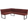 Mendler Panca angolare HWC-O81, sala da pranzo, stoffa ciniglia/tessuto Öko-Tex (310 g/m²) metallo 159 x 210 cm - rosso