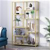 Tribesigns Libreria Scaffale, 100 x 30 x 180 cm scaffale per libri da pavimento a 8 Ripiani, Porta Piante, mensola in legno e struttura in metallo per libri, espositore per soggiorno, casa e ufficio