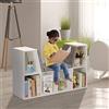 GYMAX Mobiletti per Bambini, Scaffale Libreria in Legno, Seduta con Cuscino, Carico 80 kg, Bianco, 102,5 x 30 x 63,5 cm