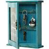 PENGQIMM Cassetta Portachiavi da Parete in Legno con 6 Ganci, Scatola per Chiavi in Legno,Supporto Creativo per la Decorazione Della Casa, Decorazione per la Ingresso, Cucina e la Casa (blu)