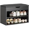 SoBuy Panca Scarpiera da Ingresso, Panca Contenitore, Panca Ingresso 3 in 1, per Piccoli Spazi, Ingresso, Corridoio, Camera da Letto, Nero, 60 x 30 x 43 cm, FSR25-SCH