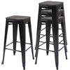 Mendler Set 4X sgabelli bistrot Design Industriale HWC-A73 Legno Metallo Verniciato - Nero