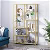 Tribesigns Libreria Etagere con 8 ripiani aperti color oro con finto marmo, moderna libreria per libri, organizer per casa e ufficio