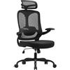 Magic Life Sedia da ufficio ergonomica,Sedia con poggiatesta 2D in rete con schienale alto, supporto lombare confortevole, braccioli regolabili (Nero)