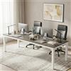 Lailang 200cm Scrivania, Workstation Per Due Persone, Scrivania In Legno Rovere, Tavolo Ufficio Riunioni, Scrittoio Pc Gaming, Scrivania Bianca Lunga, 200 x 70 x 75 cm, Rovere Bianco