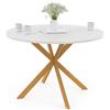 IDMarket - Tavolo da pranzo rotondo GISELE per 6 persone, gamba a ragno in legno, piano bianco 110 cm