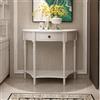 Pllrbvshs Consolle d'Ingresso a Mezza Luna in Legno Massello Vintage con Cassetto, Tavolo Semicircolare con Ripiano, Mobile da Corridoio, Soggiorno o Ingresso.(White,100x38x88cm/39.4x15x34.6in)