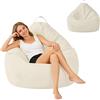 BUERPINKING Pouf per bambini adulti, per pouf senza imbottitura, XXL con chiusura lampo, per camera da letto, ufficio, soggiorno, terrazza, beige