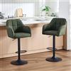 KHISCHMO Set di 2 Sgabelli da Bar in Pelle, Girevoli 360° Regolabili in Altezza, Sedie Alte con Braccioli, Schienale Ergonomico e Seduta Imbottita, Cucina Home Bar Verde
