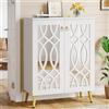 Tribesigns scarpiera a specchio, 5 livelli bianco moderno organizzatore scarpe Armadio con ante, grande in legno autoportante 25 paia scarpiera armadio di stoccaggio per ingresso, camera da letto