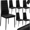 tectake® Set 6 Sedie Sala da Pranzo, Sedie Cucina in Similpelle, Gambe in Acciaio, Sedie da Pranzo Moderne dal Design Elegante, Sedie da Cucina Antiscivolo - Nero