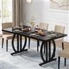 Tribesigns Tavolo da pranzo nero per 4-6 persone, tavolo rettangolare da 150 cm con struttura in metallo resistente