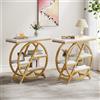 Tribesigns - Tavolino a 3 livelli stretto con spazio di archiviazione, tavolino da divano in legno con struttura geometrica in metallo, comodino industriale e tavolino (2, Oro bianco)